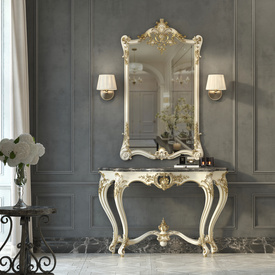 Large rectangular wood rococo mirror frame for royal luxury interior