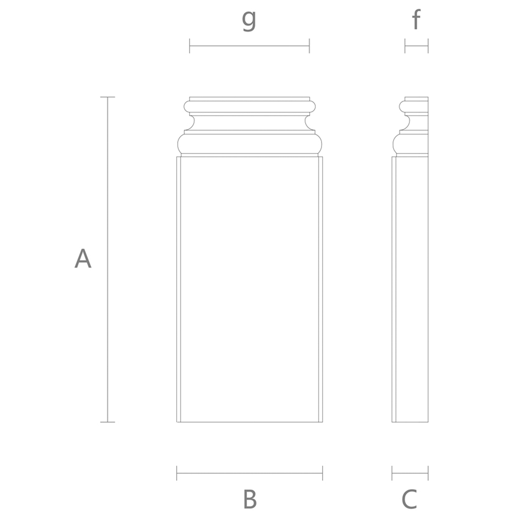 Hardwood pilaster base, Unpainted pilaster pedestal