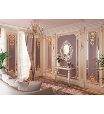 Ornate french wall paneling with wood beading trim and flowers