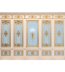 Decorative french wood panel with carved onlays and classical mouldings