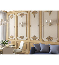 Ornate french wall paneling with wood beading trim and flowers
