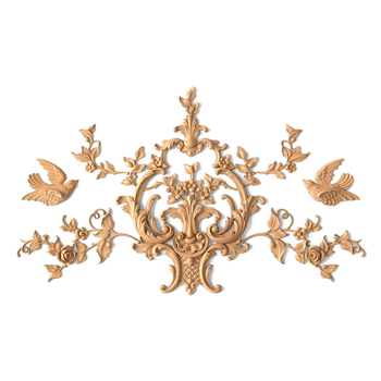 Flower wall decor composition with carved birds Rococo style