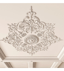 Antique style oak floral ornamentation for ceiling