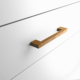 Rectangular wooden drawer pulls sleek design from natural wood