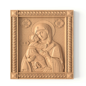 Vladimir Mother of God carved wooden icon