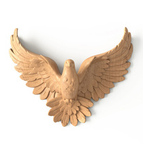 Carved wooden flying dove sculpture onlay