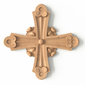 Wooden Greek style cross, Church cross with acanthus