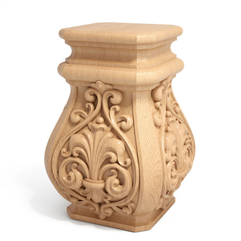 Sqaure column pedestal, Ornate wooden base