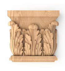 Ornamental antique style capital applique from oak