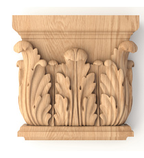 Ornate wooden floral capital for half-round column