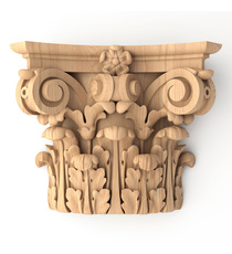 Classical wood Ionic capital, Decorative beaded capital
