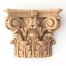 Scrolled wooden capital for interior trim