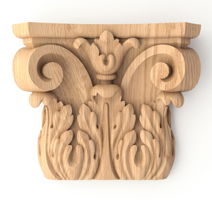 Corinthian capital for fluted pilaster with acanthus leaves and volutes