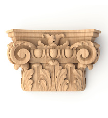 Ornate wooden floral capital for half-round column