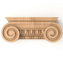Empire-style wooden capitals with scrolls