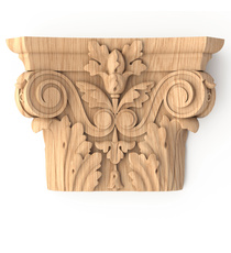 Ornate wooden Corinthian capital, Hand-carved round capital
