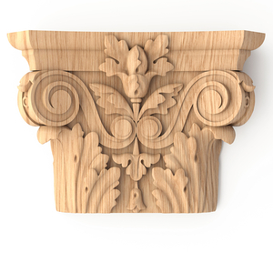 Ornamental pilaster caps with wood carved leaves, scrolls and flowers