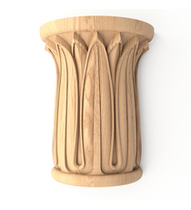 Ornamental pilaster caps with wood carved leaves, scrolls and flowers