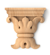 Large Vintage-style wooden capital, Carved Ionic capital