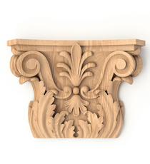 Neoclassical carved floral capital for mantels from oak