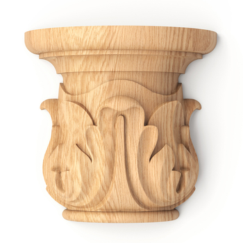 Column tops half round wood carved leaves