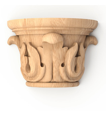 Flat wooden capital with acanthus rosette 