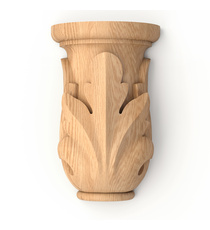 Flat wood capital with acanthus leaf rosette