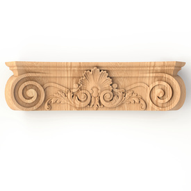 Decorative oak pilaster capital, Narrow wooden capital