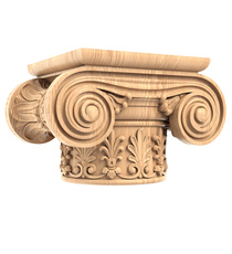 Flat wooden capital with acanthus rosette 