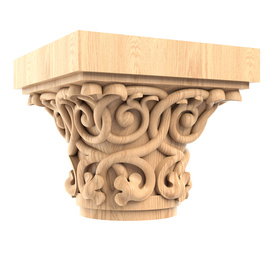 Openwork hardwood round capital, Architectural wall capital