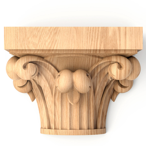 Fluted column tops half-round with acanthus scrolls gothic style