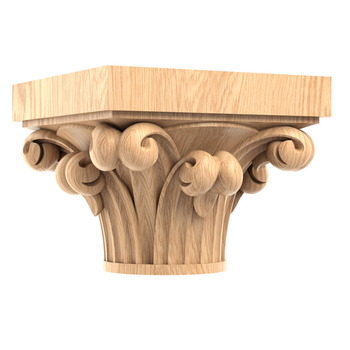 Pilaster caps Gothic style with curls from solid wood