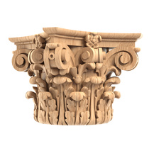 Gothic-style decorative capitals with scrolls from solid wood
