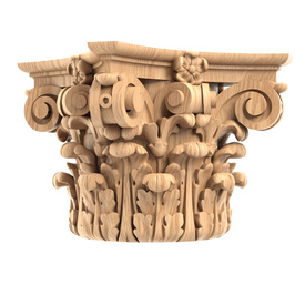 Large Baroque-style wood capital, Round acanthus capital
