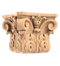 Corinthian capital for half column with bellflowers and volutes