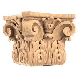 Decorative scrolled capital, Wooden floral capital