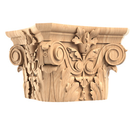 Corinthian oak carved capital, Antique-style floral capital
