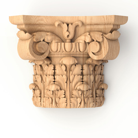 Decorative oak acanthus capital, Traditional wooden capital