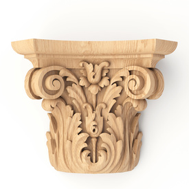 Antique-style carved capital for half-round column
