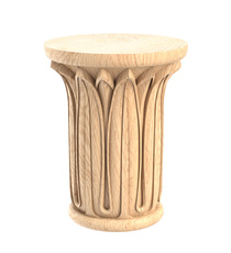Carved wood column capital with acanthus leaves