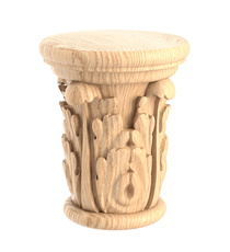 Egyptian-style wood round capitals with leaves