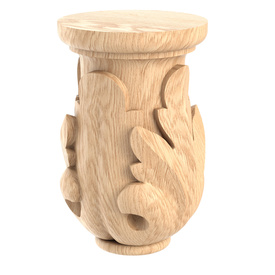 Handcrafted small capital, Oak capital for round columns