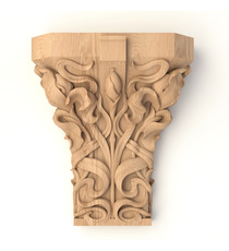 Unpainted Classic-style carved capital corbel from oak