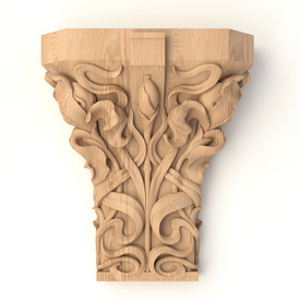 Unfinished carved capital, Pilaster capital with flowers