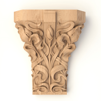 Pilaster capital with irises Art Nouveau style 