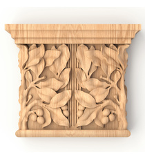 Decorative column capital accanthus design from solid wood