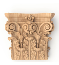 Art Deco-style wooden capital, Decorative laurel capital