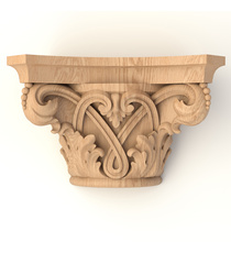 Columns capitals Ionic semicircular with volutes and flower