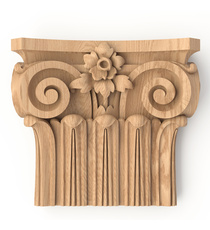Wooden Ionic capital for doors decoration