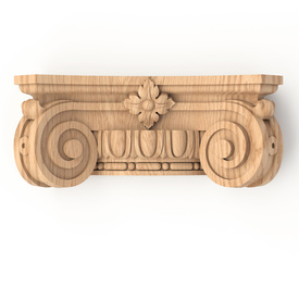 Antique-style beech handcrafted capital with Ionic pattern